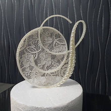 Load image into Gallery viewer, PEARL Letter 6' cake topper monogram linitials. Lace and pearl Cake decor, Wedding cake topper jewel letters decorations surname