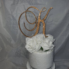 Load image into Gallery viewer, Crystal Rhinestone Letter Cake Topper: Gold Monogram Initial