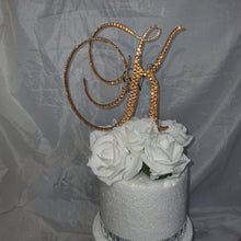 Load image into Gallery viewer, Crystal Letter cake topper monogram lnitials , gold rhinestone Cake Topper decor, Wedding rhinestone cake jewel letters decorations.