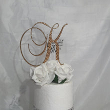 Load image into Gallery viewer, Gold Crystal Letter cake topper monogram linitials rhinestone Cake Topper decor, Wedding rhinestone cake jewel letters decorations.