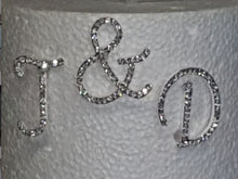 Load image into Gallery viewer, Set of 3 Crystal Letters at 2"/5cm" TALL monogram linitials rhinestone Cake Topper, Wedding rhinestone cake topper jewel letter cake decor