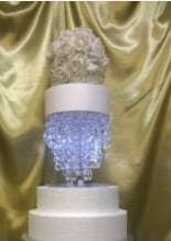 Load image into Gallery viewer, Chandelier Cake Stand 12″ LED Lights – Crystal Wedding Cake Display Stand – Luxury Acrylic & Lights Cake Holder