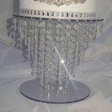 Load image into Gallery viewer, Chandelier Cake Stand 12″ LED Lights – Crystal Wedding Cake Display Stand – Luxury Acrylic & Lights Cake Holder