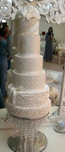 Load image into Gallery viewer, Chandelier cake stand 12" + led lights by Crystal wedding uk
