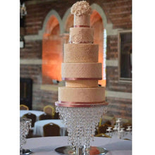 Load image into Gallery viewer, Chandelier Cake Stand 12″ LED Lights – Crystal Wedding Cake Display Stand – Luxury Acrylic & Lights Cake Holder