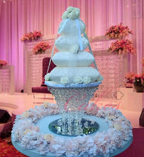 Load image into Gallery viewer, Chandelier Cake Stand 12″ LED Lights – Crystal Wedding Cake Display Stand – Luxury Acrylic & Lights Cake Holder