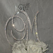 Load image into Gallery viewer, Crystal Letter 4" monogram letter ,Swarovski elements rhinestone Cake Topper decor, Wedding rhinestone jewel letter cake decorations.