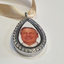 Load image into Gallery viewer, Locket Necklace + photo [ Minimalist necklace [Silver Locket with Photo [ Necklace double sided[ Mothers Day Gift by Crystal wedding UK