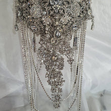 Load image into Gallery viewer, Luxury Brooch bouquet.7" Jewel crystal wedding bouquet, Bridal Brooch Bouquet,cascade Jewel bouquet by Crystal wedding uk