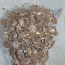 Load image into Gallery viewer, Gold Rhinestone Wedding Bouquet: Handmade Crystal Bridal Brooch Bouquet