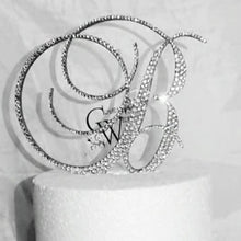 Load image into Gallery viewer, Swarovski elements Crystal Letter 8" monogram lnitial, EXTRA LARGE rhinestone Cake Topper decor, Wedding cake topper decorations.