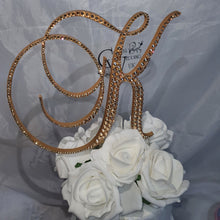Load image into Gallery viewer, Swarovski Crystal Wedding Cake Topper: 4 inch Monogram Rhinestone Bling