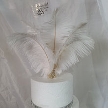 Load image into Gallery viewer, Feather cake topper 1920's rhinestone cake decor Great Gatsby 1920's Ostrich feather cake topper. by Crystal wedding uk