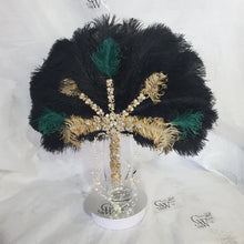Load image into Gallery viewer, Wedding feather fan, brides ostrich fan, wedding hand fan, Great Gatsby any colour as custom made by Crystal wedding uk