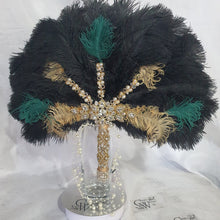 Load image into Gallery viewer, Wedding feather fan, brides ostrich fan, wedding hand fan, Great Gatsby any colour as custom made by Crystal wedding uk