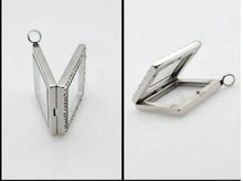 Load image into Gallery viewer, Locket Necklace by Crystal wedding uk Minimalist necklace [Silver Locket for Photo Necklace [ Pearl Jewelry [ Mothers Day Gift