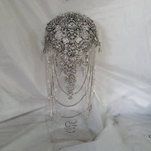 Load image into Gallery viewer, Crystal Brooch Wedding Bouquet: 7" Cascade Jewel Bridal Bouquet