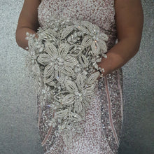 Load image into Gallery viewer, Crystal Bridal Brooch Bouquet: Silver Rhinestone Wedding Bouquet