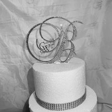 Load image into Gallery viewer, Swarovski elements Crystal Letter 8" monogram lnitial, EXTRA LARGE rhinestone Cake Topper decor, Wedding cake topper decorations.