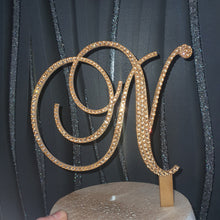 Load image into Gallery viewer, Crystal Letter cake topper monogram lnitials , gold rhinestone Cake Topper decor, Wedding rhinestone cake jewel letters decorations.
