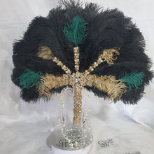 Load image into Gallery viewer, Wedding feather fan, brides ostrich fan, wedding hand fan, Great Gatsby any colour as custom made by Crystal wedding uk