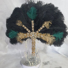 Load image into Gallery viewer, Wedding feather fan, brides ostrich fan, wedding hand fan, Great Gatsby any colour as custom made by Crystal wedding uk