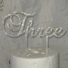 Load image into Gallery viewer, Crystal NUMBER WORD topper ,Swarovski element rhinestone Cake Topper decor, Wedding rhinestone jewel letter cake decorations.