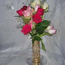 Load image into Gallery viewer, Bling Bouquet Holder, rhinestone crystal Diamonte holder, Rhinestone & pearl Wedding Bouquet Holder , Glam Bling Bouquet Holders