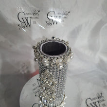 Load image into Gallery viewer, Bling Bouquet Holder, rhinestone crystal Diamonte holder, Rhinestone & pearl Wedding Bouquet Holder , Glam Bling Bouquet Holders
