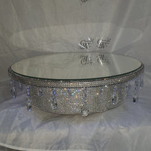 Load image into Gallery viewer, Wedding cake stand, glass Crystal rhinestone, droplet design+ LED lights, round or square all sizes. by Crystal wedding uk