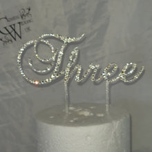 Load image into Gallery viewer, Crystal NUMBER WORD topper ,Swarovski element rhinestone Cake Topper decor, Wedding rhinestone jewel letter cake decorations.