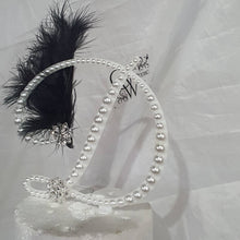 Load image into Gallery viewer, PEARL Letter cake topper monogram linitials. Lace and pearl Cake decor, Wedding cake topper jewel letters decorations surname