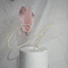 Load image into Gallery viewer, PEARL Letter 6" cake topper monogram linitials. Lace and pearl Cake decor, Wedding cake topper jewel letters decorations surname