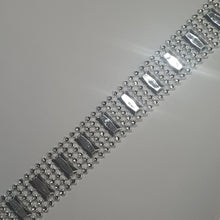 Load image into Gallery viewer, Rhinestone Effect Ribbon Trim, Crystal Look Cake Banding, Diamante Effect Mesh Ribbon, Wedding Cake Decoration, Craft Trim - 1 Yard