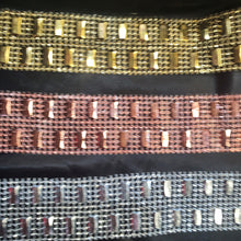 Load image into Gallery viewer, Rhinestone Effect Ribbon: Silver, Rose Gold, or Gold Cake Decoration - 1 Yard