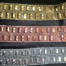 Load image into Gallery viewer, Rhinestone Effect Ribbon: Silver, Rose Gold, or Gold Cake Decoration - 1 Yard