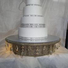 Load image into Gallery viewer, Wedding cake stand, glass Crystal rhinestone, droplet design+ LED lights, round or square all sizes. by Crystal wedding uk