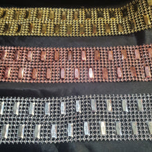 Load image into Gallery viewer, Rhinestone Effect Ribbon Trim, Crystal Look Cake Banding, Diamante Effect Mesh Ribbon, Wedding Cake Decoration, Craft Trim - 1 Yard