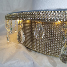Load image into Gallery viewer, Wedding cake stand, glass Crystal rhinestone, droplet design+ LED lights, round or square all sizes. by Crystal wedding uk