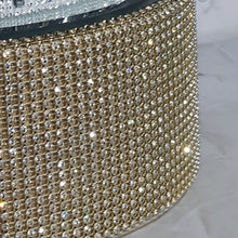 Load image into Gallery viewer, Gold Crystal Wedding cake stand, Rhinestone cake base Rhinestone Diamante Diamonte - REAL rhinestones by Crystal wedding uk