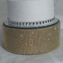 Load image into Gallery viewer, Gold Crystal Rhinestone Wedding Cake Stand: Diamante Cake Base