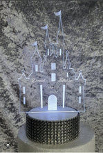Load image into Gallery viewer, Personalized LED Castle Cake Topper: Engraved Acrylic Fairy Tale Decor