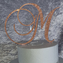 Load image into Gallery viewer, Swarovski elements Crystal Letter 8" monogram lnitial, EXTRA LARGE rhinestone Cake Topper decor, Wedding cake topper decorations.