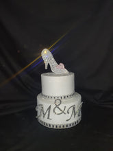 Load image into Gallery viewer, Glass Slipper Cake topper - Swarovski crystal elements - FAIRYTALE princess shoe cake decor, Cake decoration by Crystal wedding uk