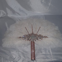 Load image into Gallery viewer, Wedding feather fan, brides ostrich fan, wedding hand fan, Great Gatsby any colour as custom made to order by Crystal wedding uk