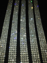 Load image into Gallery viewer, Clear crystal ribbon, 1yard. GLASS CLEAR STONES, gold or silver by Crystal wedding uk