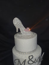 Load image into Gallery viewer, Glass Slipper Cake topper - Swarovski crystal elements - FAIRYTALE princess shoe cake decor, Cake decoration by Crystal wedding uk