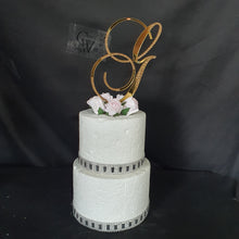 Load image into Gallery viewer, A to Z Crystal gold mirror Letter 6" monogram initial, rhinestone Cake Topper decor, rhinestone cake topper jewel letters decorations.