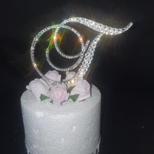 Load image into Gallery viewer, Swarovski Crystal elements Wedding Cake topper 4'' in Any Letter monogram custom cake topper, bling cake topper, rhinestone cake topper