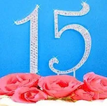Load image into Gallery viewer, Swarovski Crystal elements number Cake topper in Any NUMBER monogram custom cake topper, bling cake topper, rhinestone cake topper